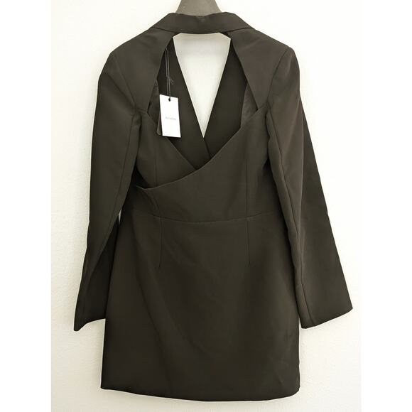 Actualee Black Blazer Mini Dress IT 46 US M 10 Four Button Sash Italian Designer - Picture 7 of 11
